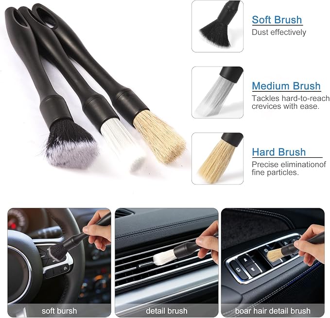 Car Detailing Brush Kit with Detail Brushes, Car Interior Detailing Brushe - Image 3