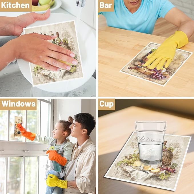 Swedish Dishcloths for Kitchen, Vintage Reusable Washable Absorbent Dish Towel - Image 6