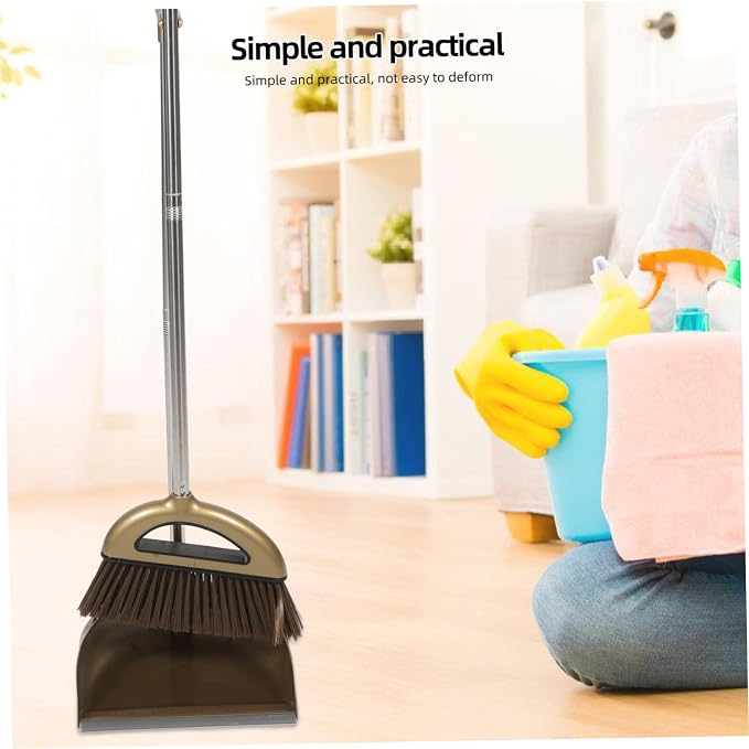 FRCOLOR Broom Dustpan Gold Broom Scraper Set Long Handle Dustpan - Image 7