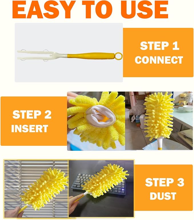 Reusable Duster for Swiffer, 4 Refills +1 Handle, 360 Heavy Duty Duster Refill - Image 7