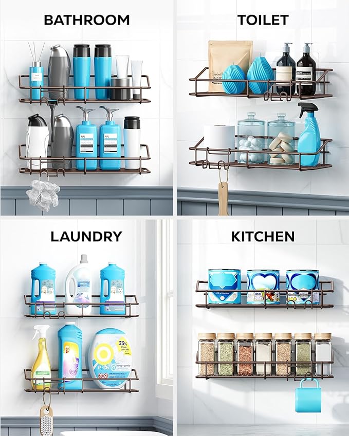 Nieifi Shower Caddy Shelf Storage Rack Adhesive Without Drilling Stainless Steel - Image 8