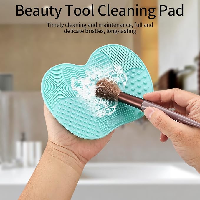 2 Pcs Silicone Make Up Brush Cleaning Mat, Makeup Brush Cleaner Mats, Cosmetic - Image 5