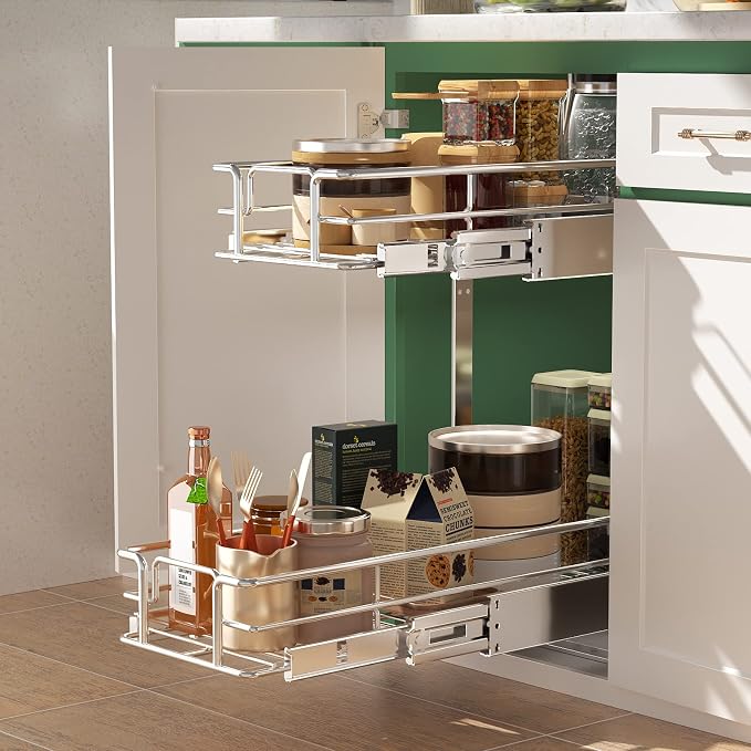 LOVMOR 2 Tier 5½" W x 21½" D, Individual Pull Organizer Kitchen Cabinet Storage - Image 2