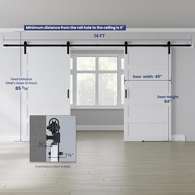 Double 40" x 84" White Barn Door - Image 2