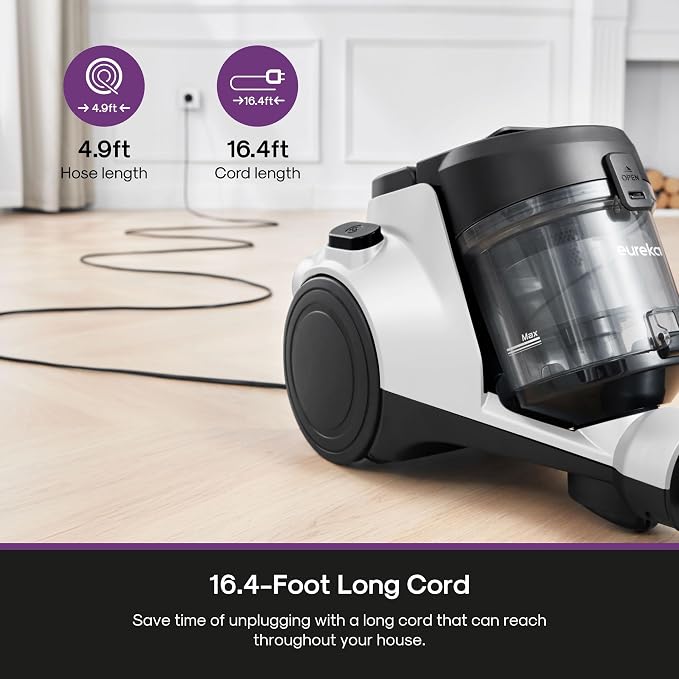 Eureka Bagless Canister Vacuum Cleaner, 1100W High Power Vacuum Cleaner - Image 4