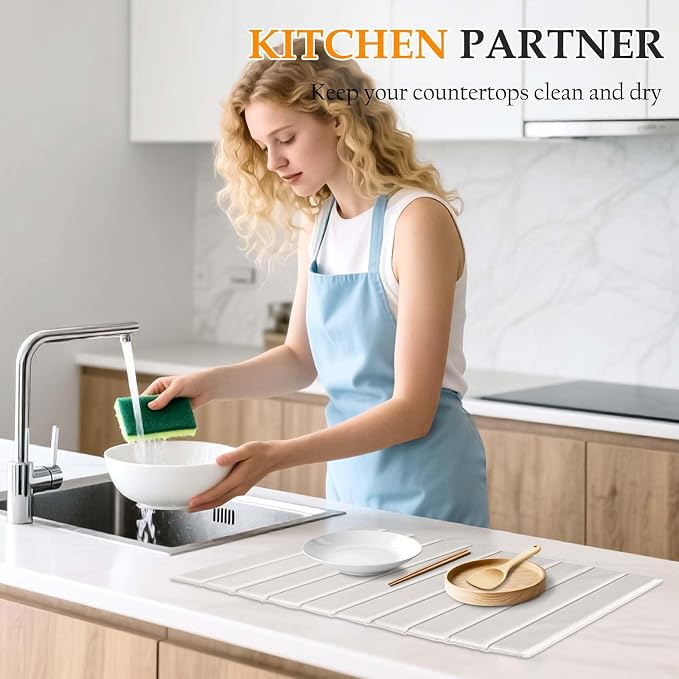 Stone Drying Mat for Kitchen Counter – Quick Dry PU-Coated Diatomaceous Earth - Image 5
