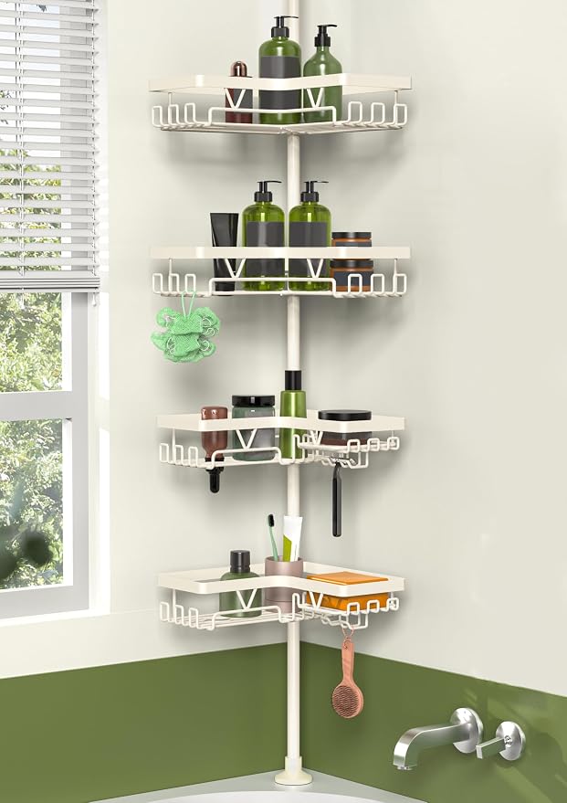 KEGII Shower Corner Caddy Tension Pole, Rustproof Corner Bathroom Organizer by KEGII