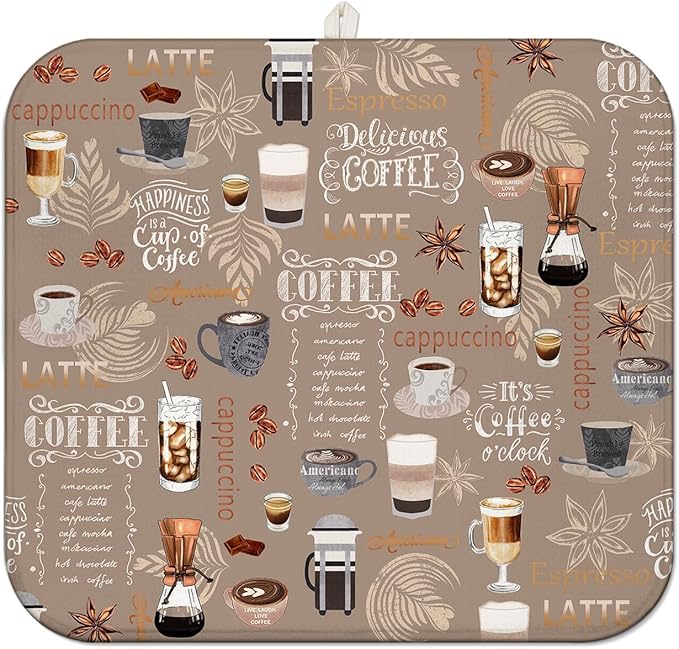 Coffee Dish Drying Mat for Kitchen Counter, Washable Absorbent Kitchen by Unknown