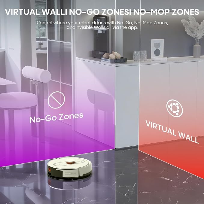 Bagotte Robot Vacuum and Mop, 5000Pa Robotic Vacuums, Self Emptying Station - Image 7