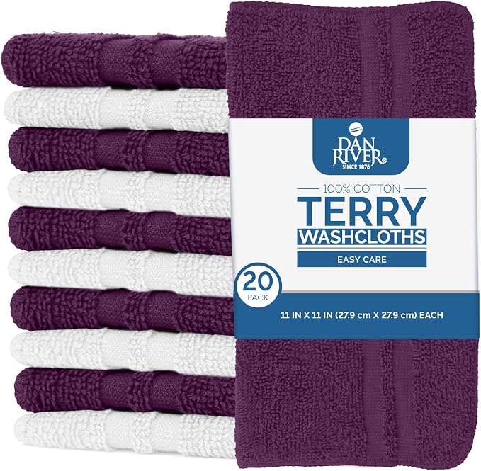 DAN RIVER 100% Cotton Washcloths 20 Pack Premium Quality Face and Body Cloth - Image 2