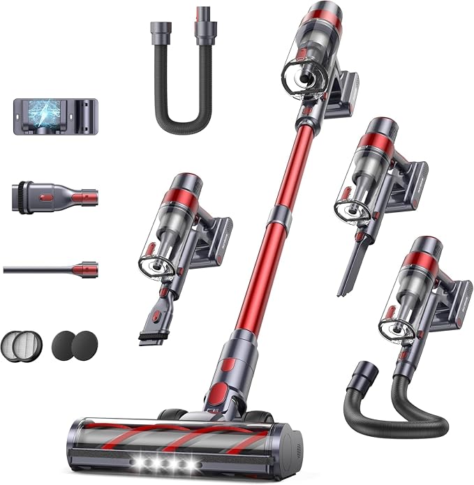 Cordless Vacuum Cleaner, 600W/50KPa Stick Vacuum, 65 Mins Runtime Rechargeable by SunSare