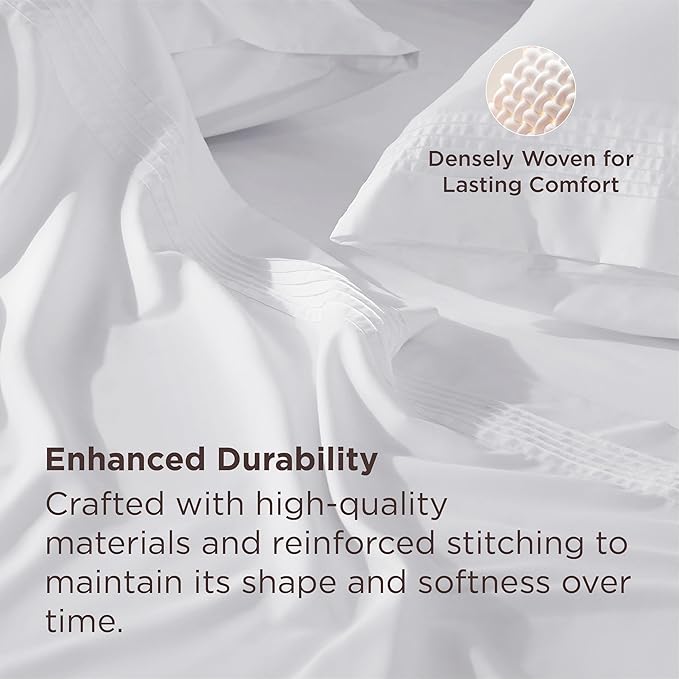 Bedsure Deep Pocket King Sheet Set - Fits Mattresses Up to 21 Inches Thick - 4 Piece GentleSoft Bed Sheets, Moisture Wicking, Soft & Cooling Bedsheet & Pillowcases, Easy & Secure Fit, White