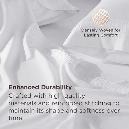 Bedsure Deep Pocket King Sheet Set - Fits Mattresses Up to 21 Inches Thick - 4 Piece GentleSoft Bed Sheets, Moisture Wicking, Soft & Cooling Bedsheet & Pillowcases, Easy & Secure Fit, White