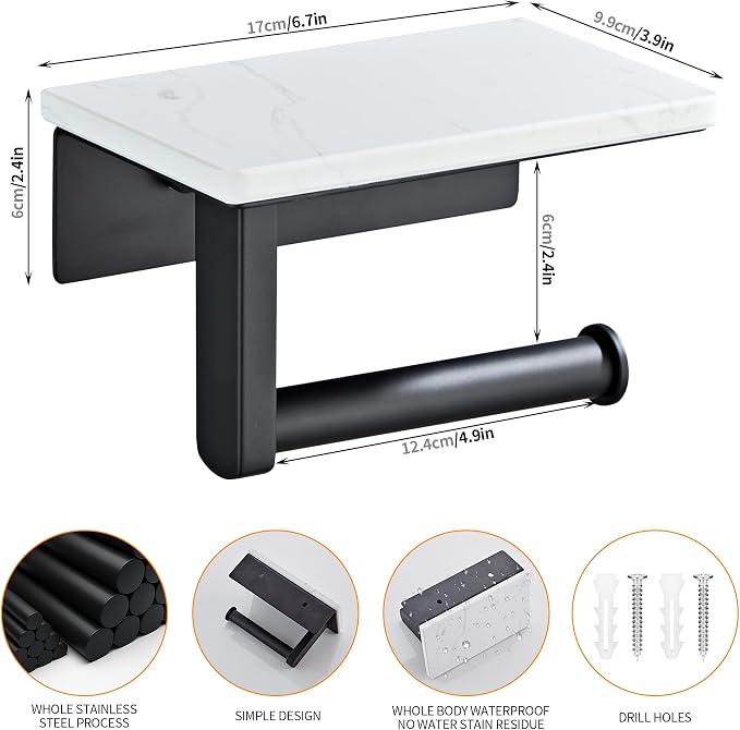 Matte Black Toilet Paper Holder - Image 3