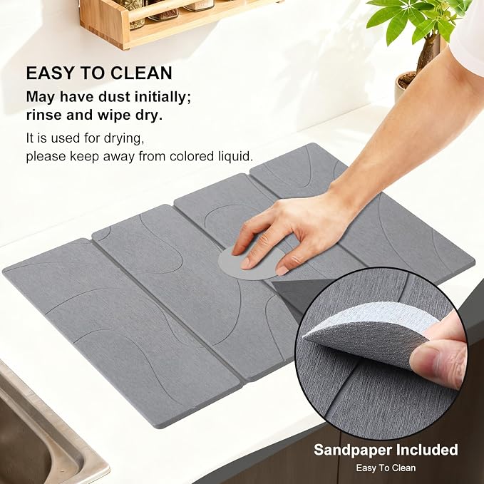 3 PCS Large Stone Dish Drying Mat - Image 7