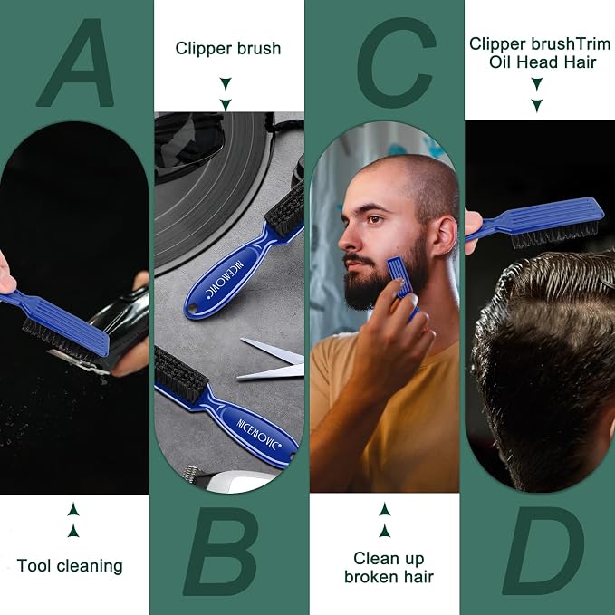 NICEMOVIC 10 Pcs Barber Clipper Cleaning Brush Set, Mini Duster, Nylon Manicure - Image 3