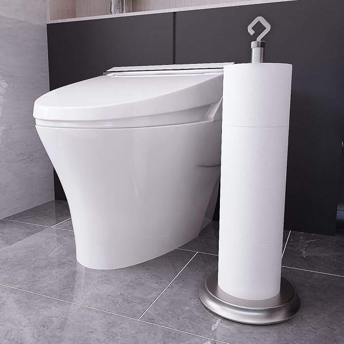 Toilet Paper Holder for Bathroom, Metal Free Standing Toilet Paper Storage - Image 7