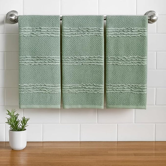 Sage Green Kitchen Dish Towels: 100% Cotton Cloth Soft Cleaning Drying - Image 2