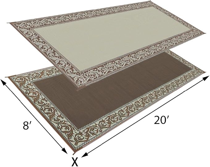 Stylish Camping RC7 Brown/Beige 8' x 20' Classical Mat, 1 Pack - Image 2