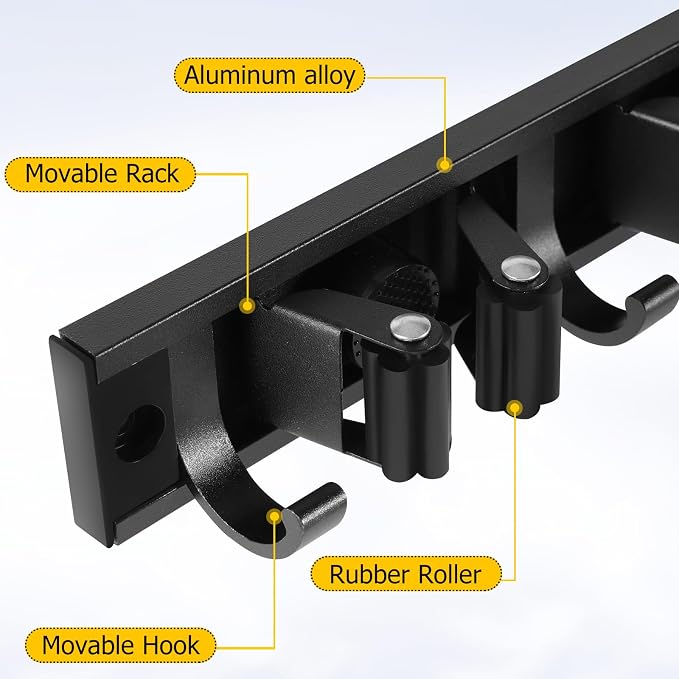 SLIIMU Movable 30'' Broom and Mop Holder Wall Mount - Image 3