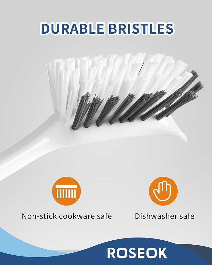 Dish Brush with Built-in Scraper, Kitchen Scrub Brush - Image 3