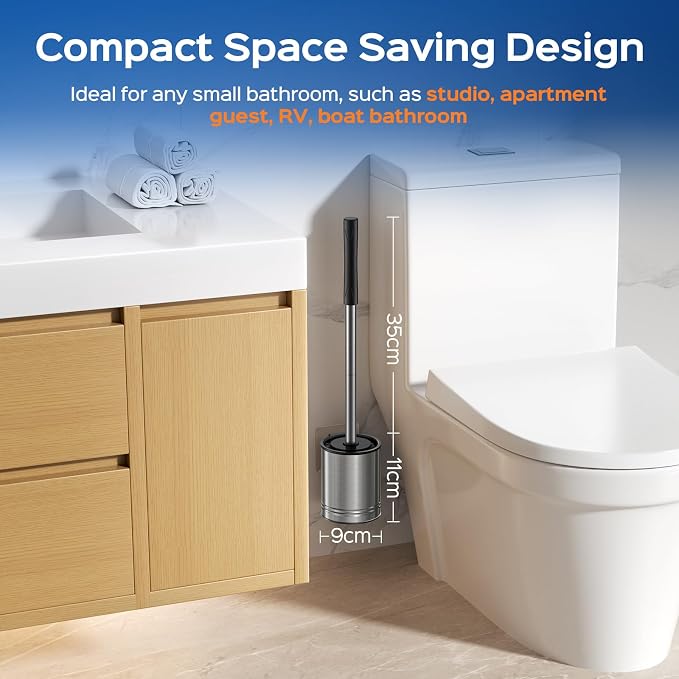 HAMITOR Toilet Bowl Brush Set: Compact Space-Saving Design - Image 7