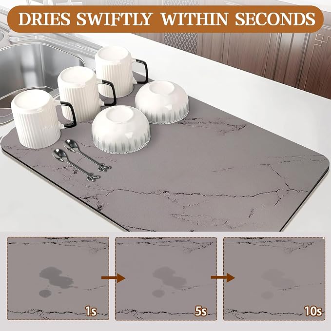 Dish Drying Mats for Kitchen Counter, Quick Dry Dish Rack Pad - Image 2