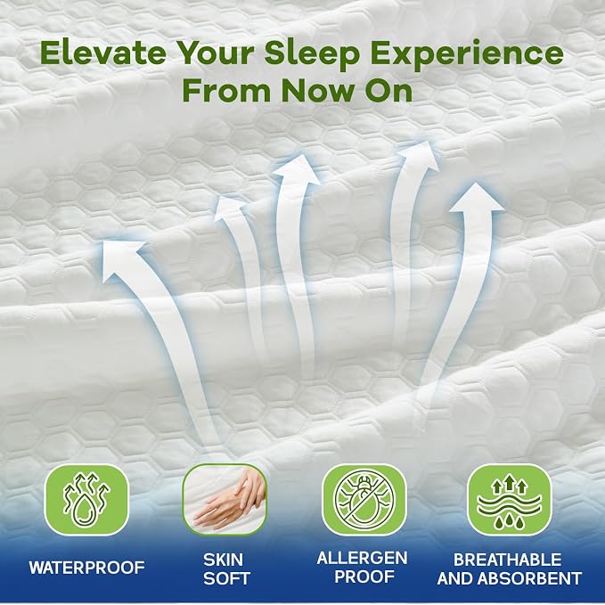 Premium Tencel Full Size Mattress Protector Cover in White, Natural and Skin - Image 4