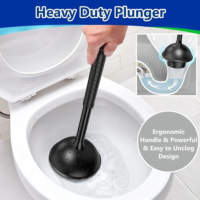 Toilet Brush and Plunger Set: 2-in-1 Heavy Duty Toilet Plunger and Bowl Brush - Image 4