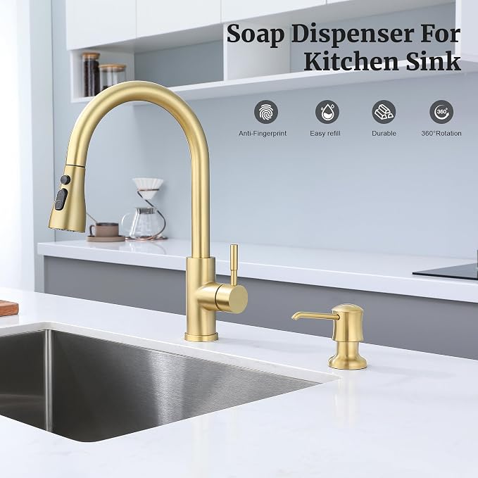 Sink Soap Dispenser for Kitchen Sink Brushed Gold Upgrade - Image 2