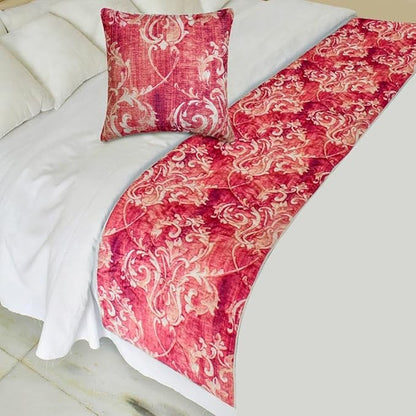 The HomeCentric King/Queen/Twin Pink Luxury CA King 86"x18" Bed Runner Without Pillow Cover, Damask, Quilted Bed Scarf on Velvet Fabric - Pink Dalliance