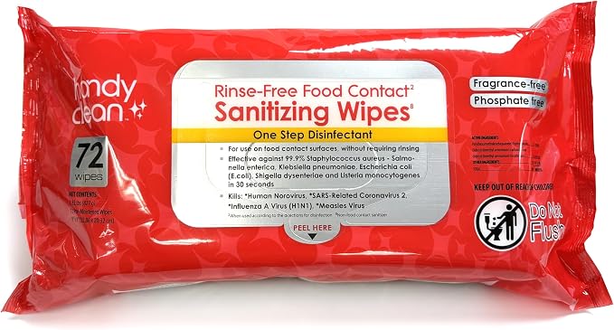 HandyClean Rinse-Free Food Contact Sanitizing Wipes Pouch - Image 3