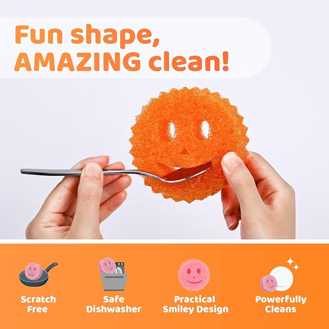12 Colorful Smile Scrub Sponges, Temperature Controlled Dish Sponge, Bulk - Image 2