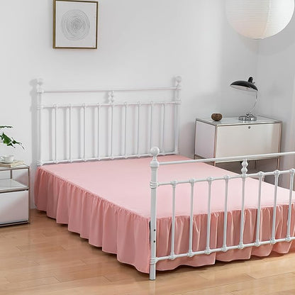 Bed Skirt Queen Size Ruffled Bed Skirt with Split Corners, 18 Inch Drop Dust Ruffle Bed Skirts with Platform, 18 Inch, Peach, Queen Size