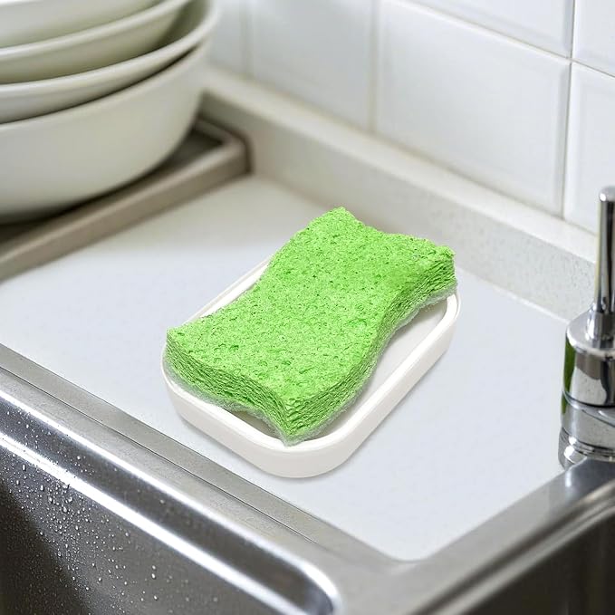 Double Layer Draining Soap Dish, Plastic Dishwashing Sponge Soap Holder - Image 5