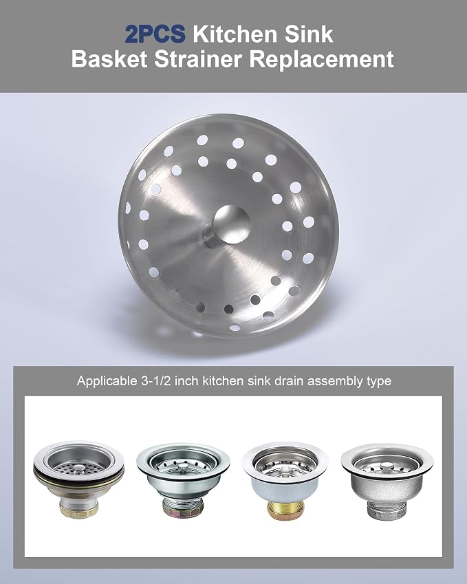 KONE 2PCS Kitchen Sink Basket Strainer Replacement - Image 4