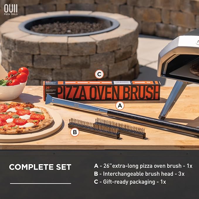 26'' Pizza Oven Brush with Stone Scraper - Image 6