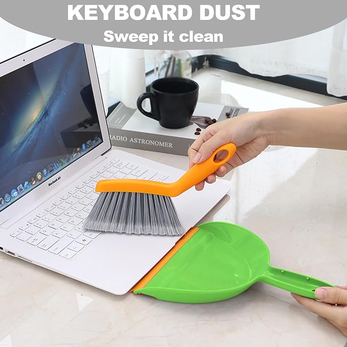 Mini Broom with Dustpan Combo Set Small Dust pan and Brush Set Quick Cleanup - Image 3