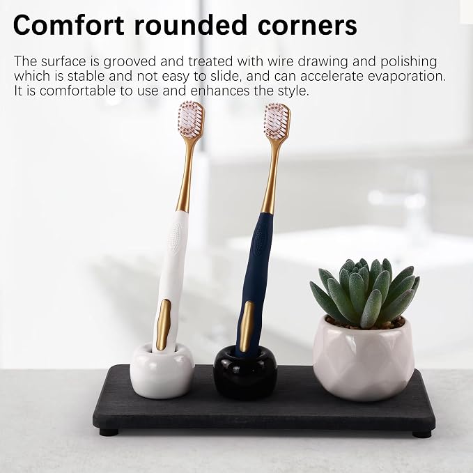 2 Pcs Water Absorbing Stone Trays, Kitchen/Bathroom Sink Soap Dish, Diatomite - Image 2