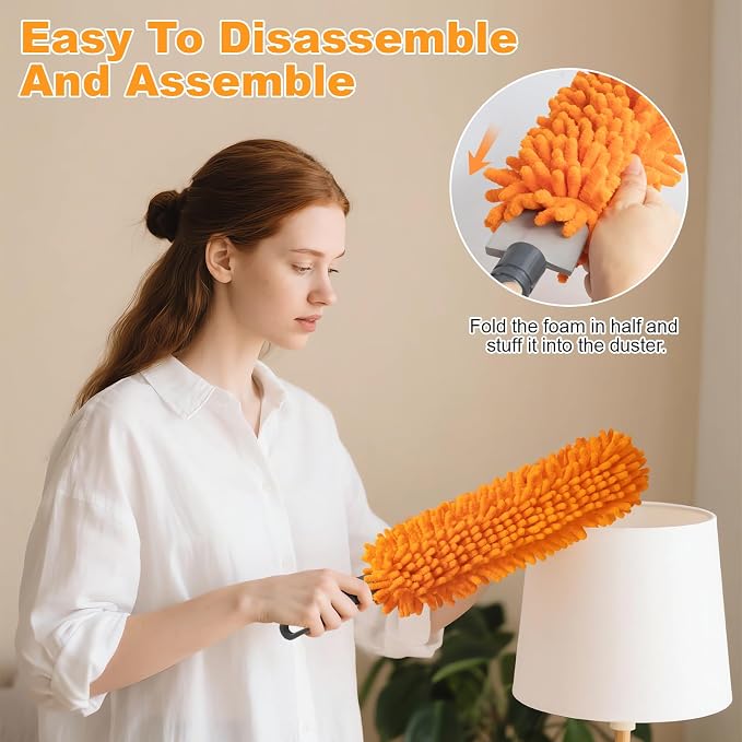 16'' Microfiber Duster with Long Handle, Reusable Detachable Head Duster - Image 2