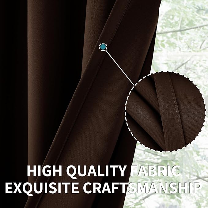 BGment Brown Blackout Curtains 36 Inch Length for Short Window - Rod Pocket Thermal Insulated Room Darkening Privacy Drapes for Kitchen Bathroom Cafe Rv Camper, 42 x 36 Inch, 2 Panels
