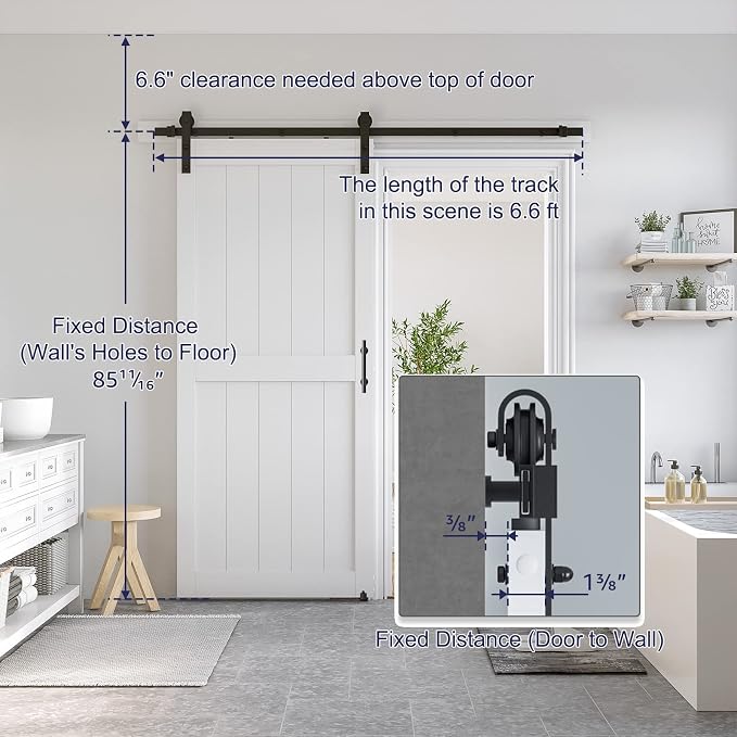 SmartStandard 38 x 84 inch White Sliding MDF Barn Door - Image 2