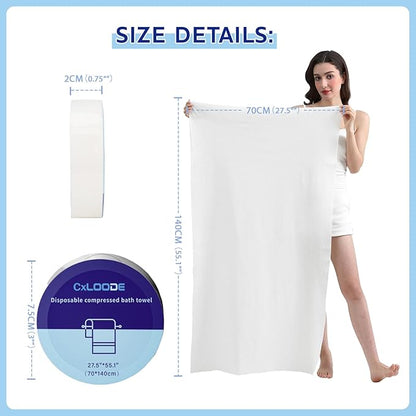 Disposable Bath Towels, Large Compressed Towel Tablets Disposable Towels Portable Thick Paper Towel Reusable Suitable for Hiking Camping Sports Swimming and Traveling, 55.1 x 27.5 Inches