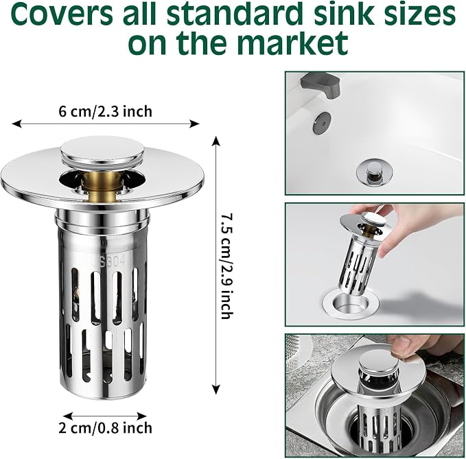 3 in 1 Sink Drain Strainer - Image 2