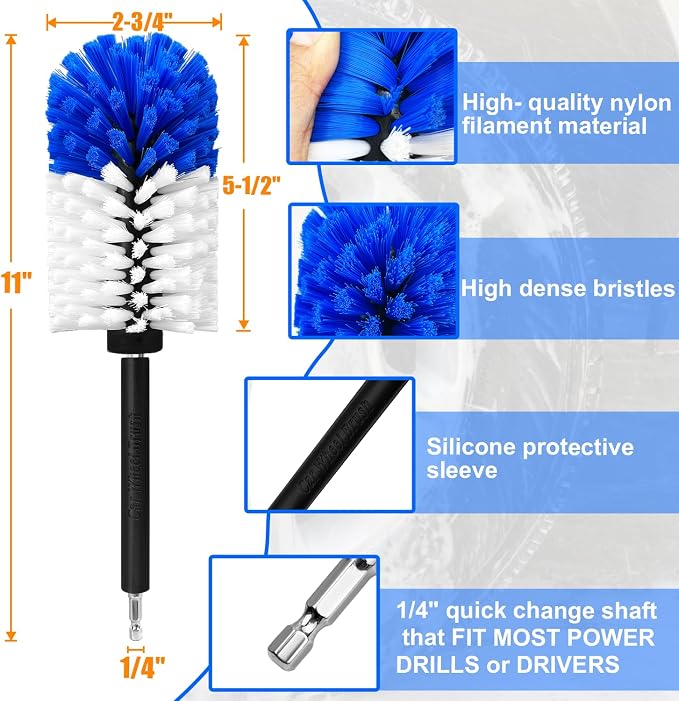 Car Wheel Brush Kit, Soft Drill Wheel Cleaner Brush, Tire Brush, Detailing Brush - Image 8