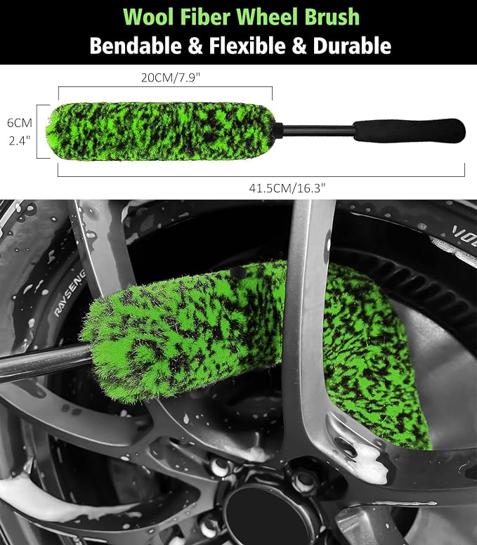 YeewayVeh 5PCS Pro Wheel Detailing Kit | 360° Bendable Rim Cleaner Brush - Image 4