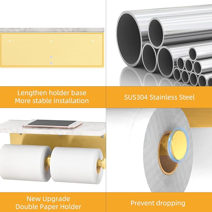 Brushed Gold Toilet Paper Holder - Image 3