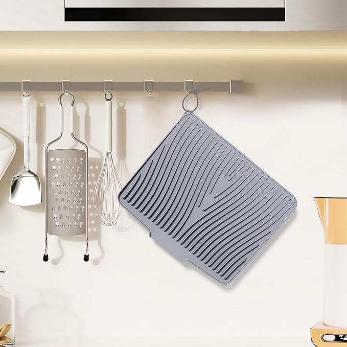 Silicone Dish Drying Mat for Kitchen Counter, Non-Slip Drain Pad, Dish Drying - Image 6