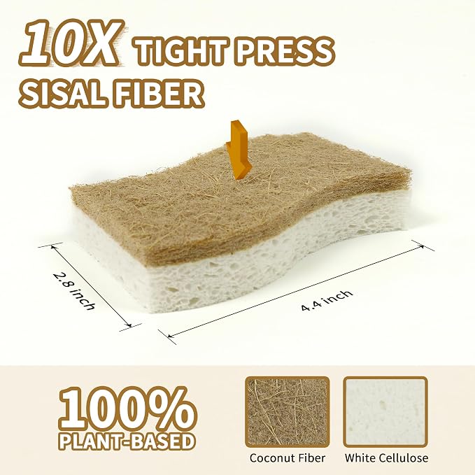 12 Pack Natural Kitchen Sponges, Biodegradable & Compostable | Non-Scratch - Image 6