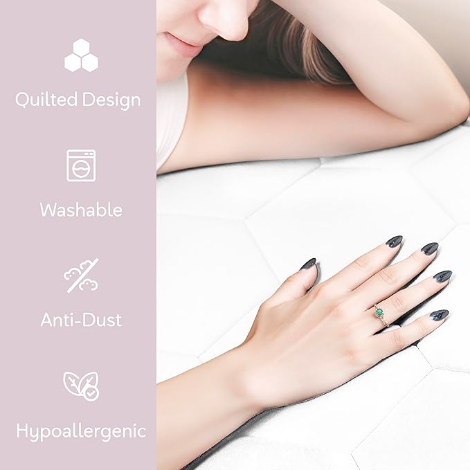 Hearth & Harbor Queen Size Quilted Fitted Mattress Pad Cover, 100% Waterproof Mattress Protectors, Deep Pocket Fitted Mattress Cover 8" - 21" (60" x 80", White)